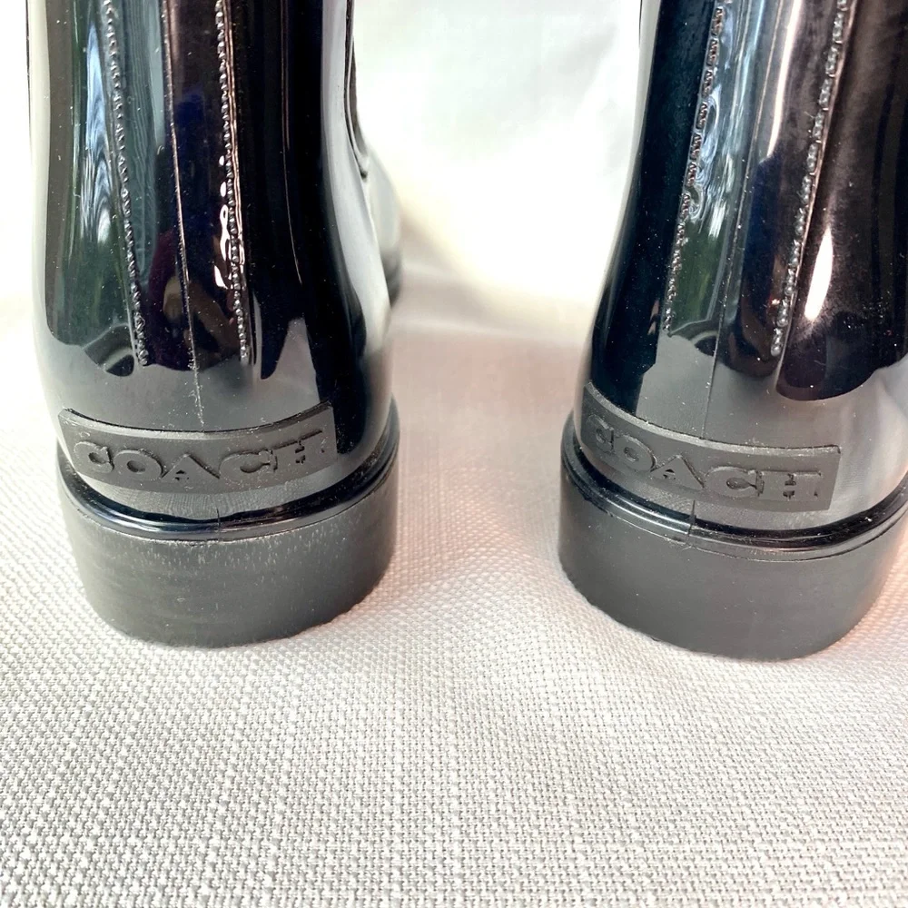 Coach Rivington Rain Bootie 8B Black Chelsea Ankle Logo - Picture 8 of 10